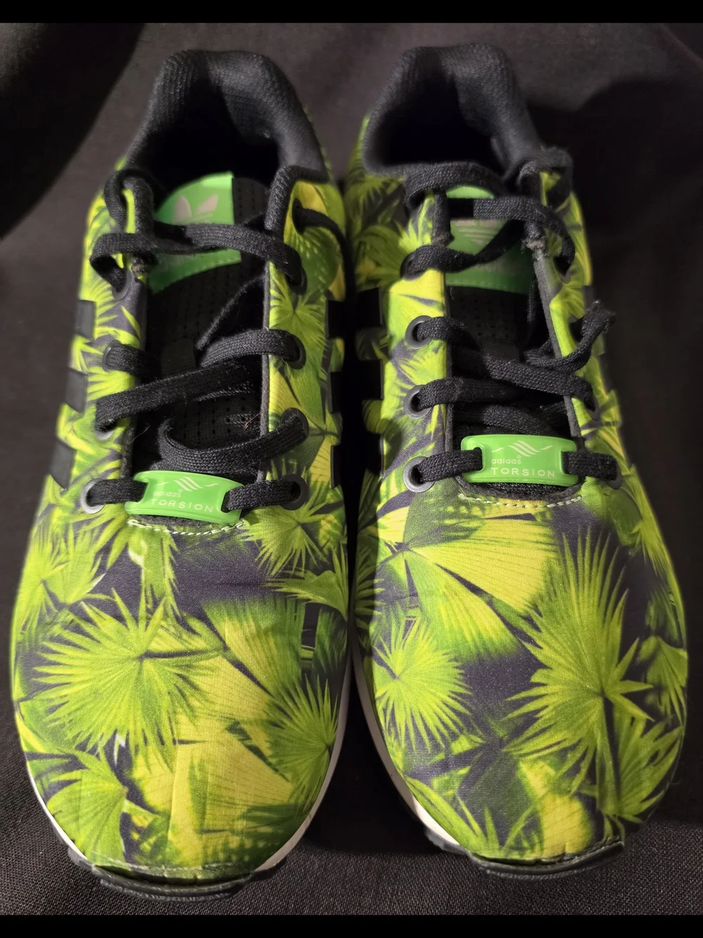 adidas Neon Green Palm Print Athletic Sneakers